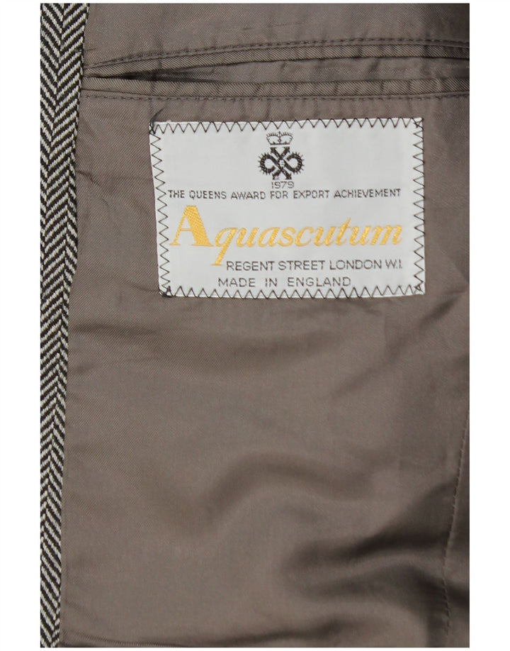 AQUASCUTUM Mens 2 Button Blazer Jacket UK 36 Small Grey Herringbone