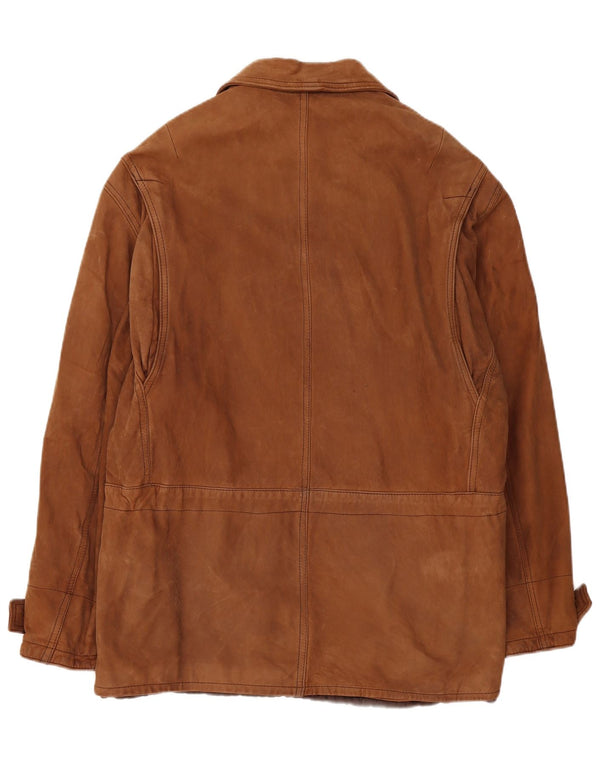 Męski płaszcz skórzany VINTAGE UK 42 XL brązowy