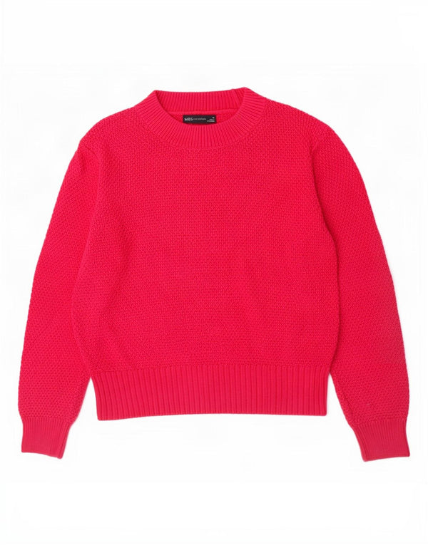 Marks & Spencer Damski sweter z golfem, UK 12, średni różowy, bawełniany