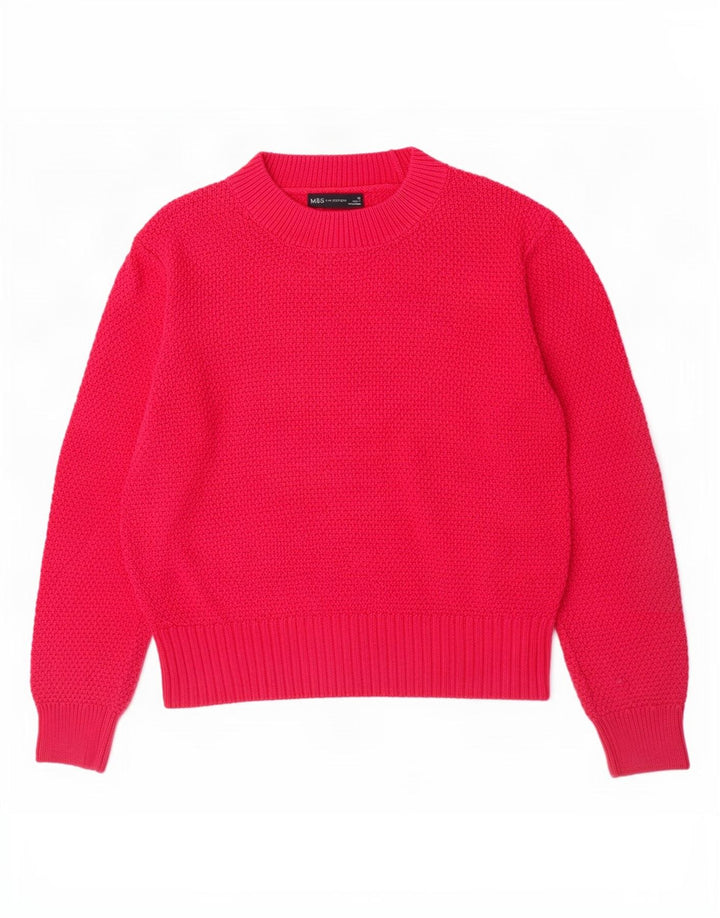 Marks & Spencer Damski sweter z golfem, UK 12, średni różowy, bawełniany