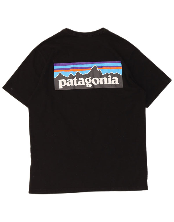 PATAGONIA Męski T-shirt z grafiką, mały, czarny, bawełniany