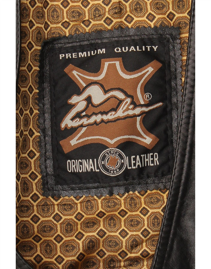 Vintage męska kamizelka skórzana, średnia czarna skóra