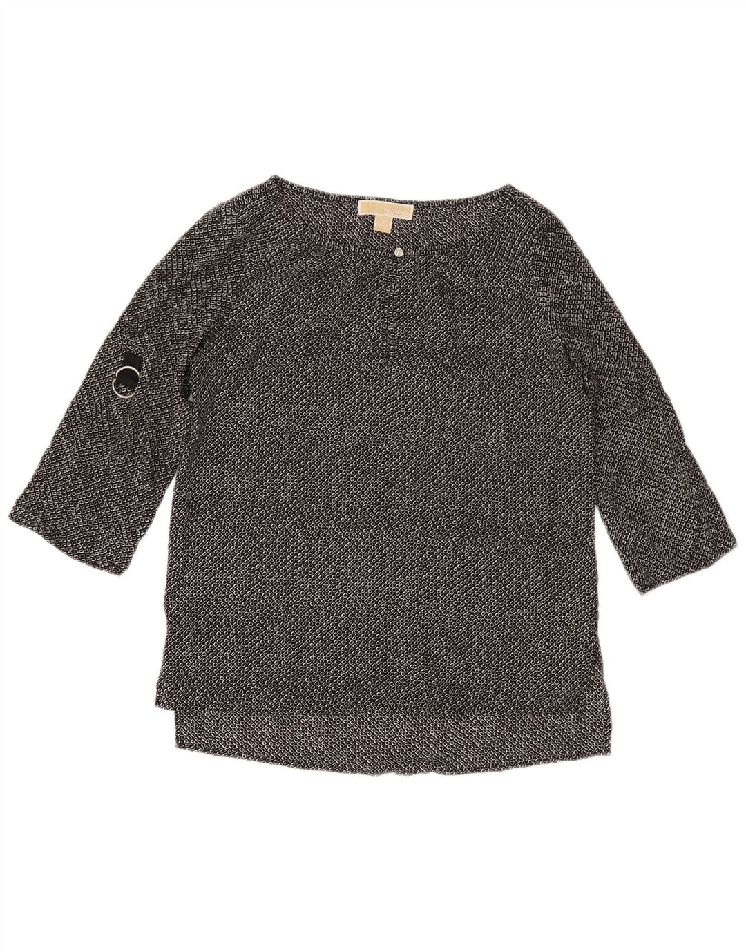 MICHAEL KORS Damski top z rękawem 3/4, UK 10, mały, czarny, geometryczny poliester