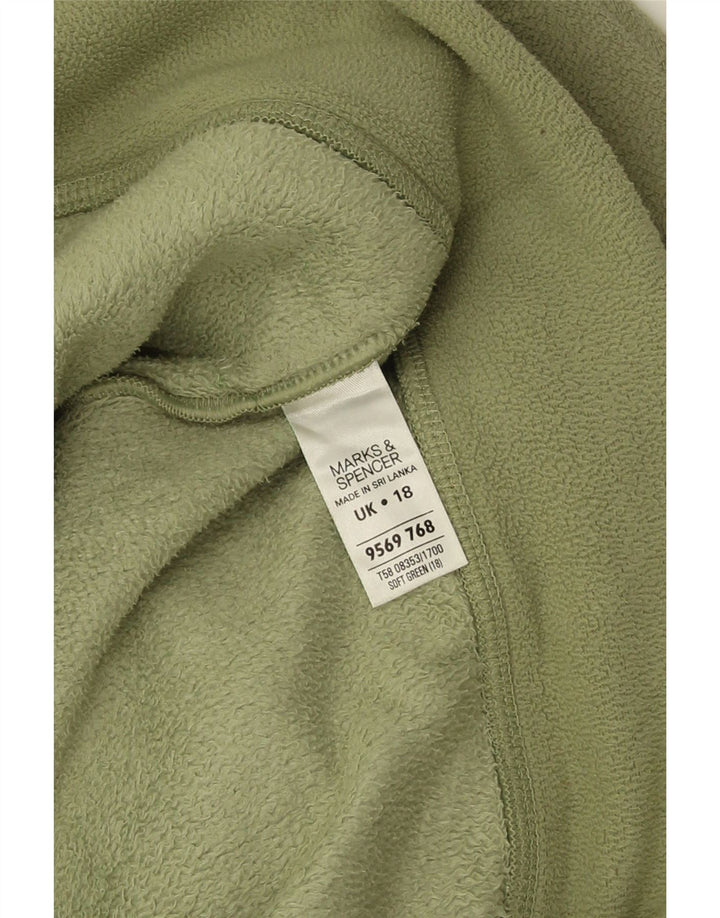 Marks & Spencer Damska kurtka polarowa oversize UK 18 XL, zielona, poliestrowa