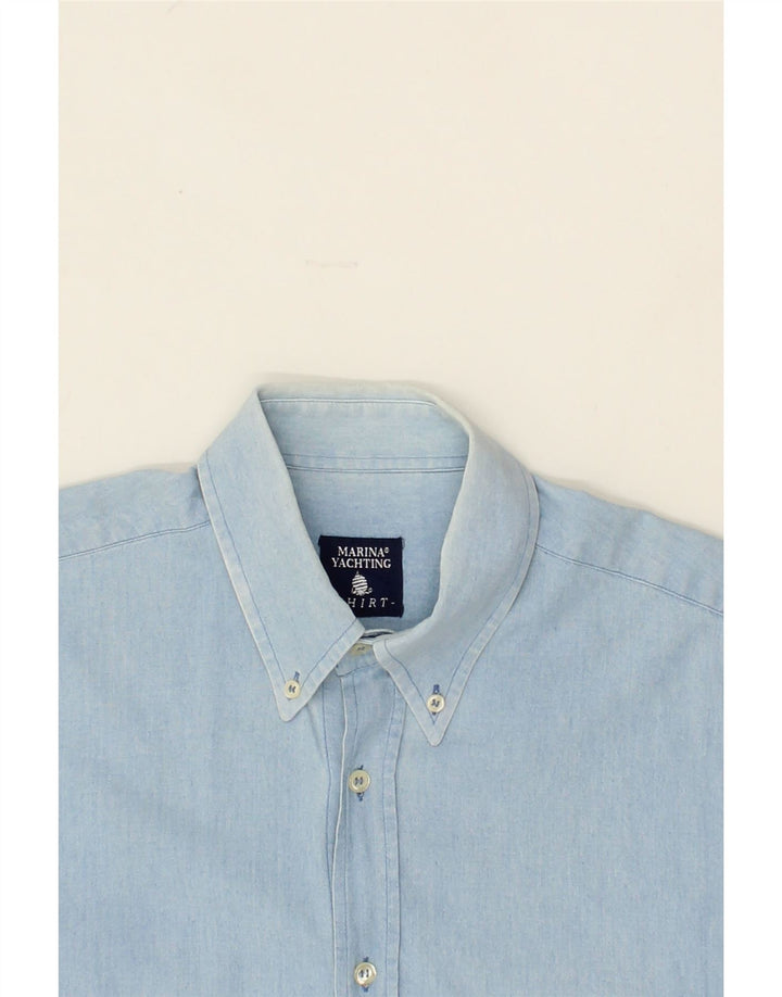 MARINA YACHTING Mens Short Sleeve Shirt Large Blue Vintage Marina Yachting and Second-Hand Marina Yachting from Messina Hembry 