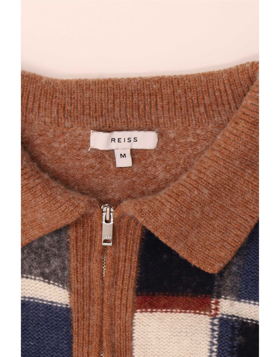 Sweter damski Reiss z zamkiem błyskawicznym UK 14 Średni brązowy geometryczny