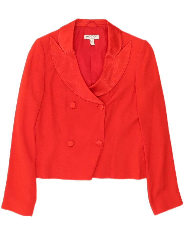 UTA RAASCH Womens Double Breasted Blazer Jacket UK 10 Small Red Acetate Vintage Uta Raasch and Second-Hand Uta Raasch from Messina Hembry 
