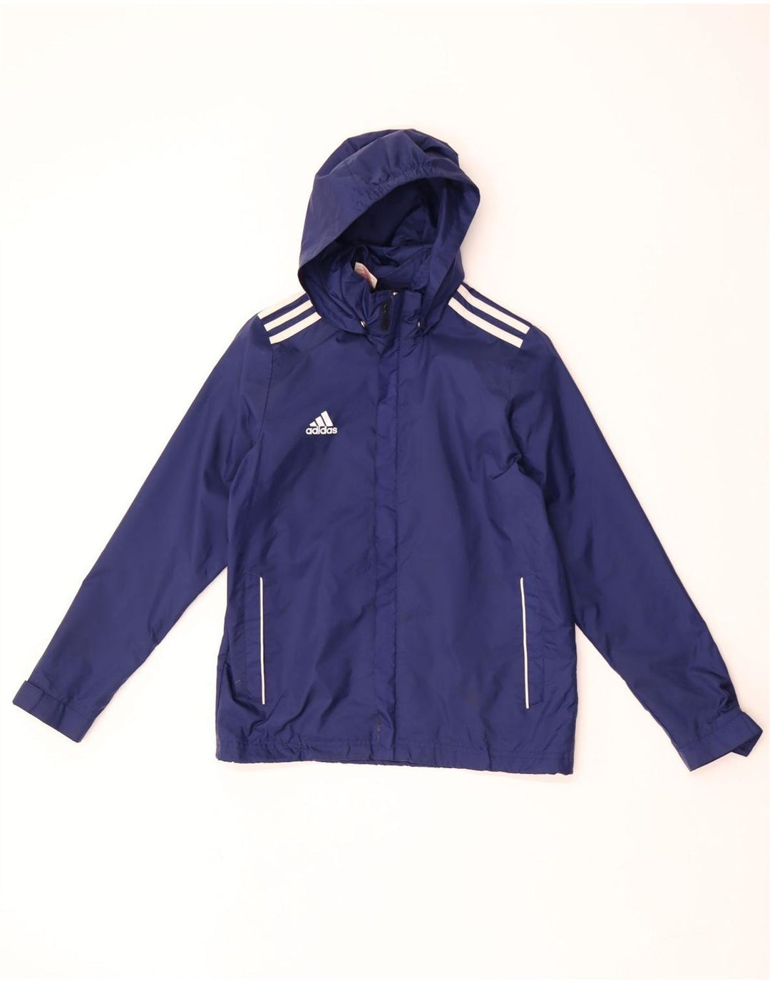 Chłopięca kurtka przeciwdeszczowa Adidas z kapturem, 11-12 lat, granatowa, nylonowa