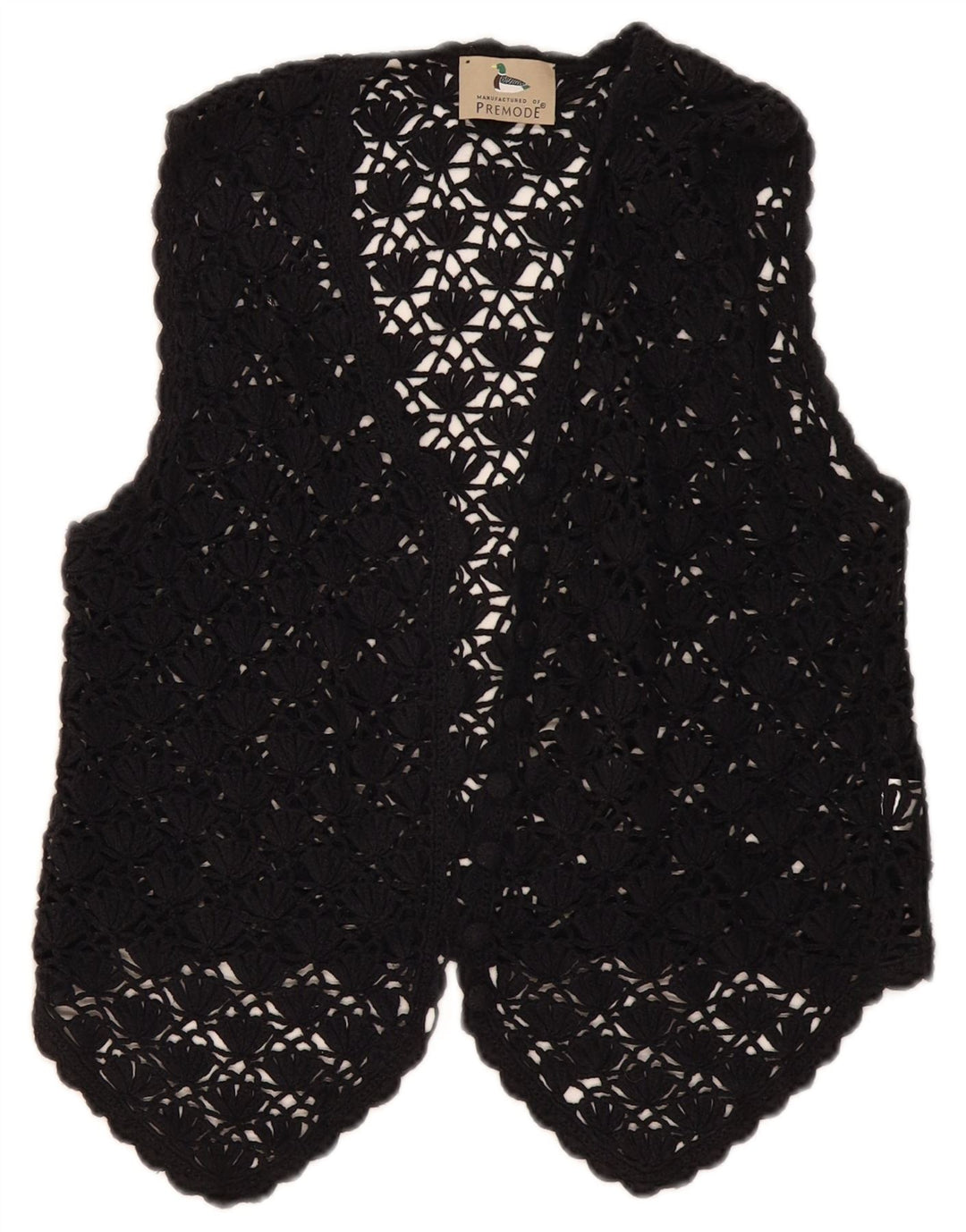 Premode damski kardigan o kroju Crochet UK 12, średnia czarna bawełna