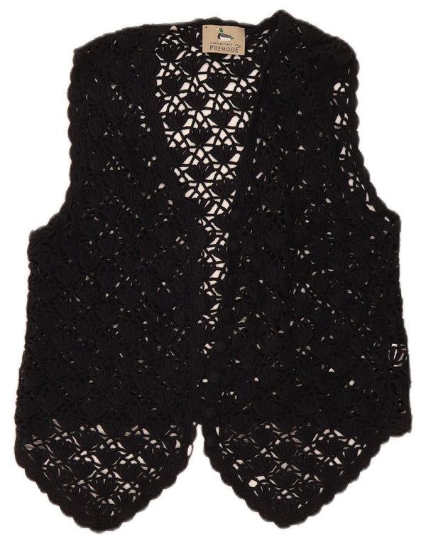 Premode damski kardigan o kroju Crochet UK 12, średnia czarna bawełna