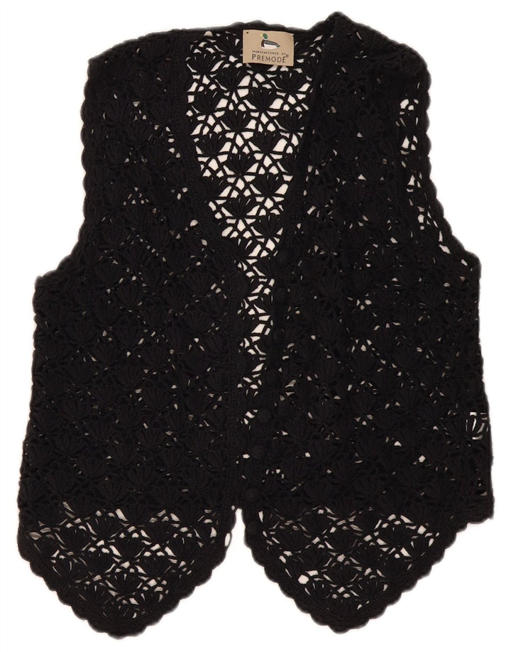 Premode damski kardigan o kroju Crochet UK 12, średnia czarna bawełna