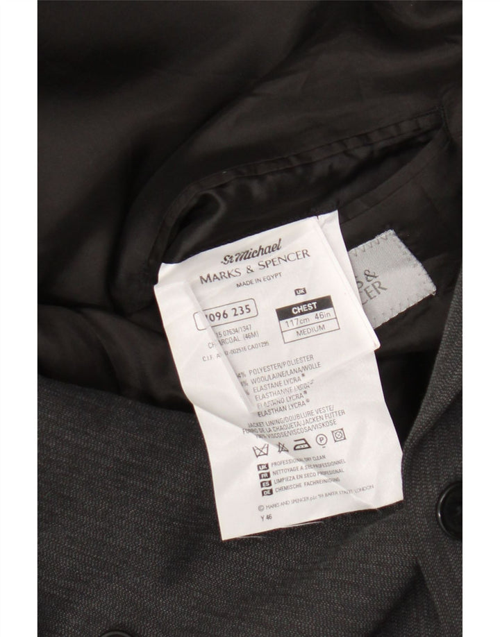 Marks & Spencer Męska marynarka dwurzędowa UK 46 3XL Szary poliester