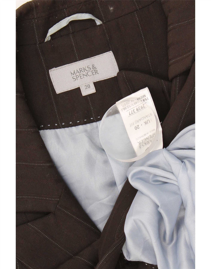 Marks & Spencer Płaszcz damski UK 20 2XL Brązowy poliester w prążki
