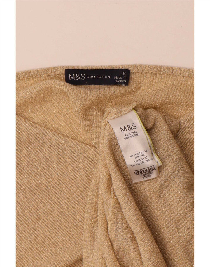 Marks & Spencer Damska bluzka z motywem nietoperza, UK 16, duża, złota, nakrapiana wiskoza