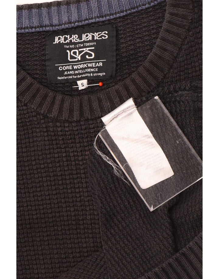 Męski sweter z okrągłym dekoltem Jack & Jones, mały, czarny, bawełniany
