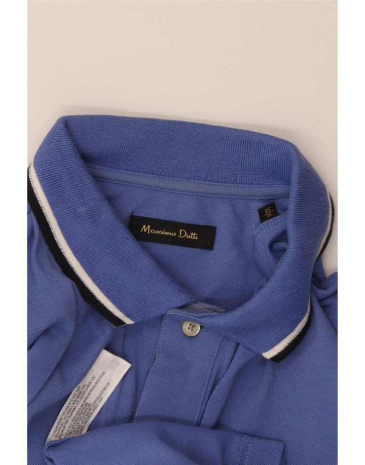 Męska koszulka polo MASSIMO DUTTI, bawełniana, w kolorze średnioniebieskim