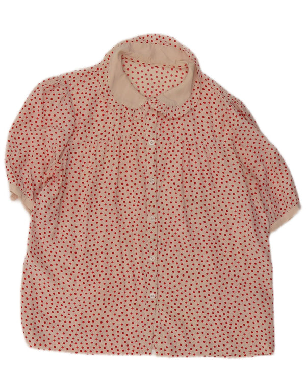 Bluzka damska z krótkim rękawem w stylu vintage, UK 16, duża, różowa