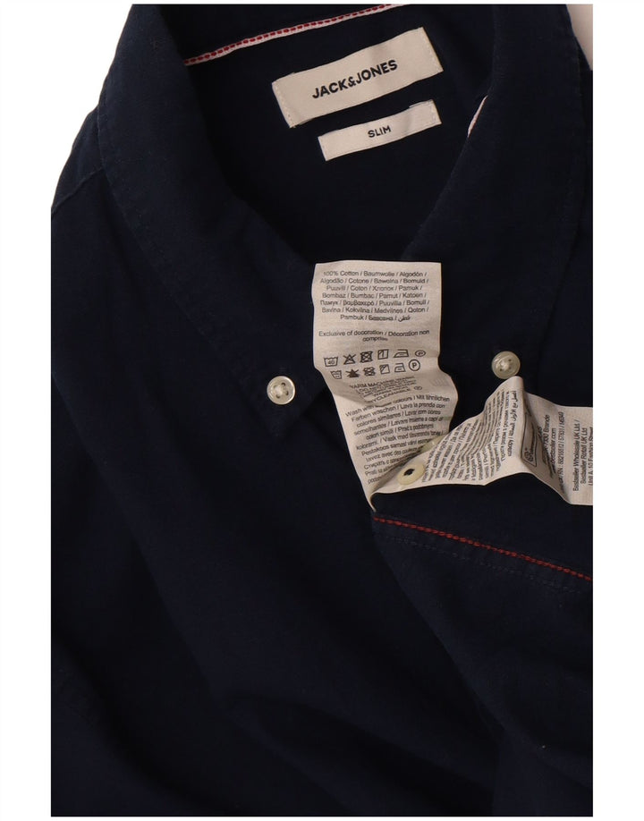 Koszula męska Jack & Jones Slim Fit, średnia, granatowa, bawełniana