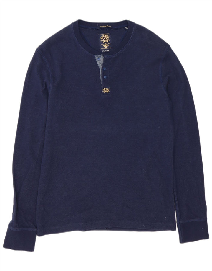 Męski top Superdry z długim rękawem XL, granatowy