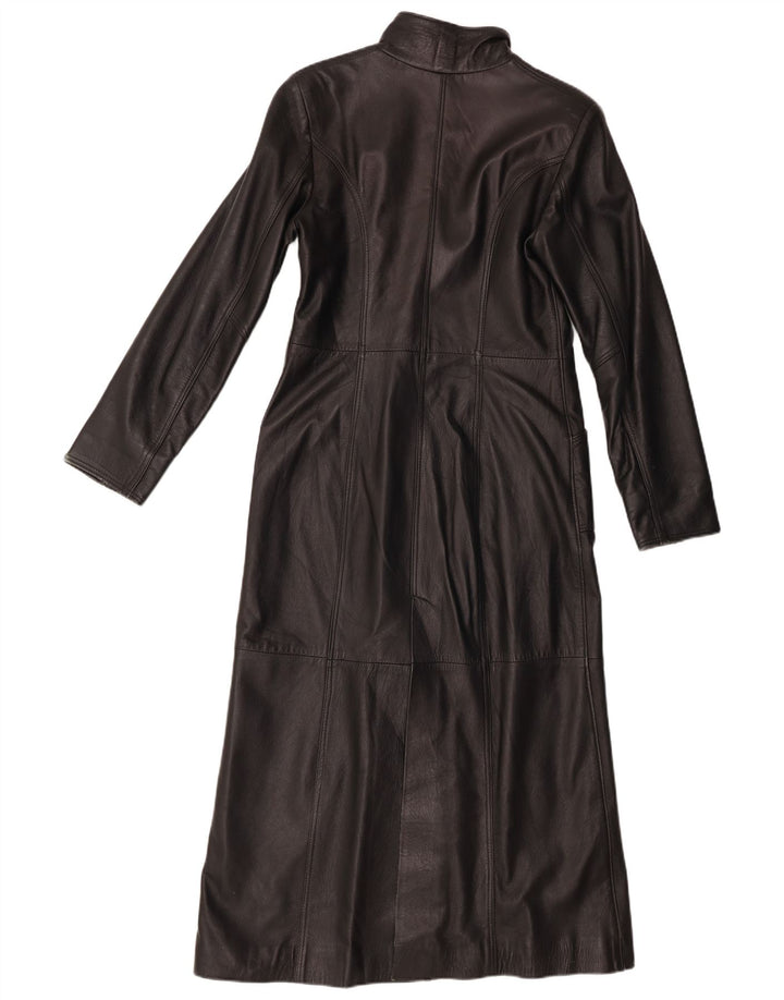 Wake damski płaszcz skórzany UK 12 średniej czarnej skóry