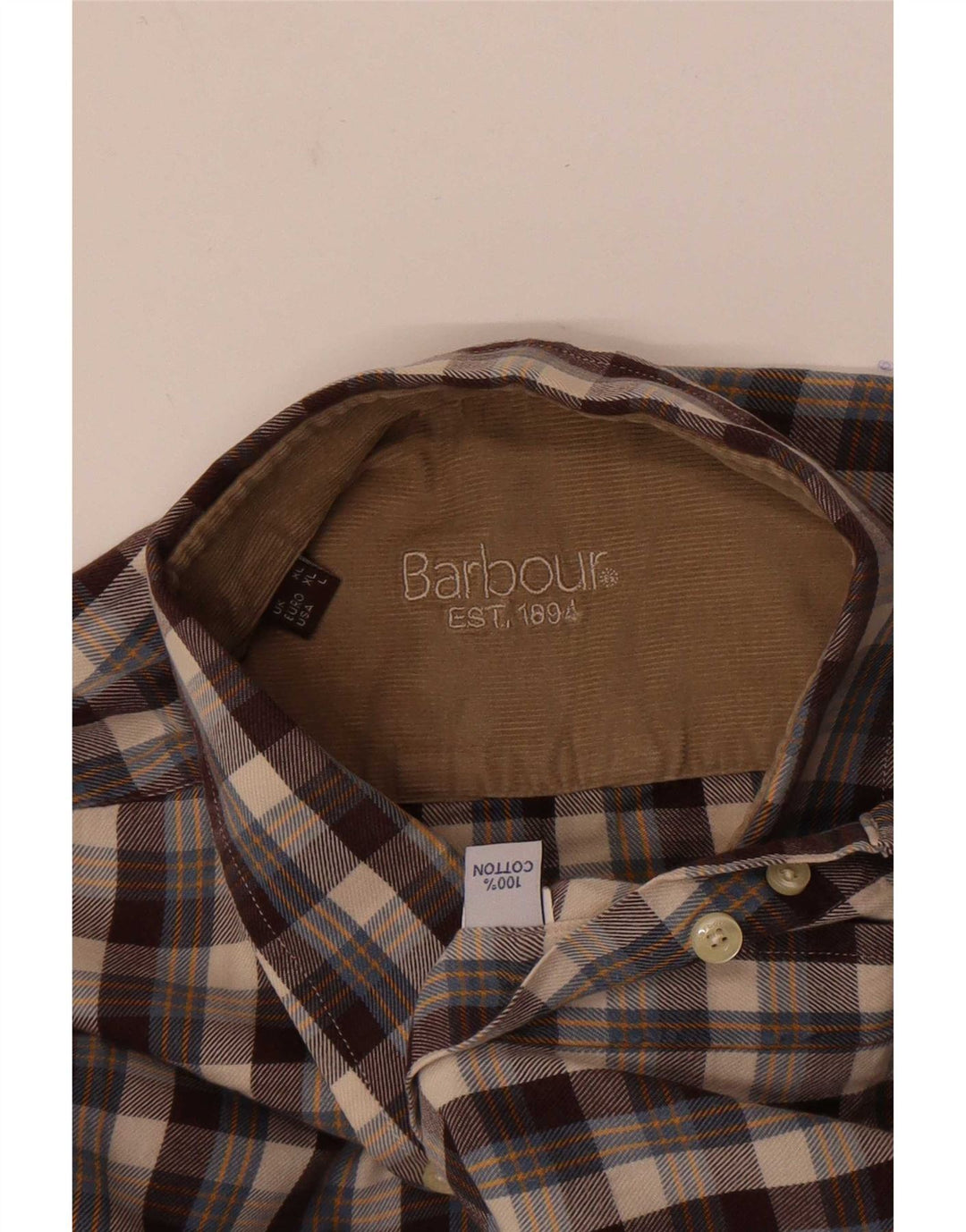 Męska koszula flanelowa Barbour, duża, brązowa, bawełniana w kratę