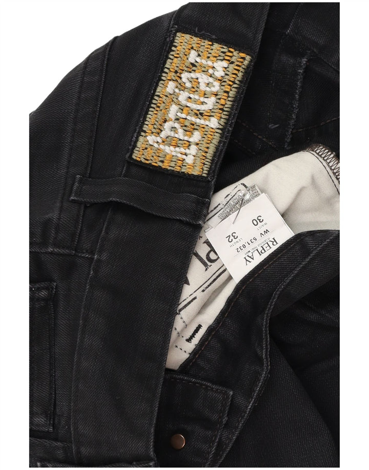 Damskie jeansy Bootcut Replay W30 L32 Czarne bawełniane