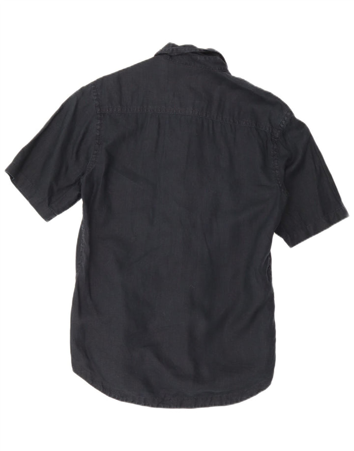 Męska koszula z krótkim rękawem Calvin Klein Jeans, duża, granatowa, lniana