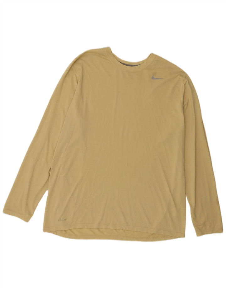 Męska koszulka Nike Dri Fit z długim rękawem XL, żółta, poliestrowa