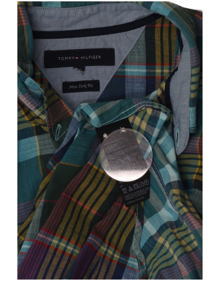 Koszula męska Tommy Hilfiger XL w turkusową kratę, bawełniana