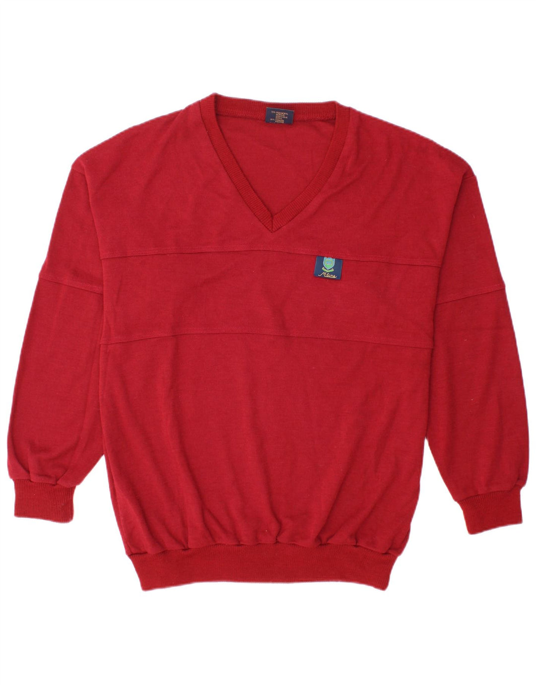Męski sweter VINTAGE z dekoltem w kształcie litery V, duży, czerwony, poliakrylowy