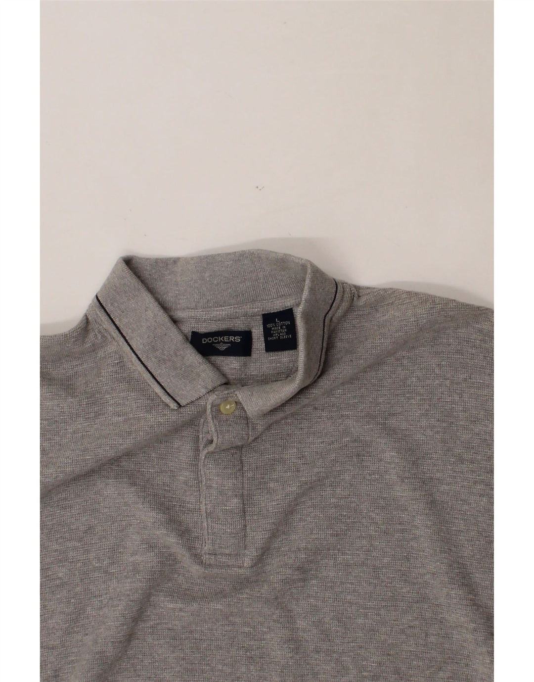 DOCKERS Mens Polo Shirt Large Grey Cotton Vintage Dockers and Second-Hand Dockers from Messina Hembry 