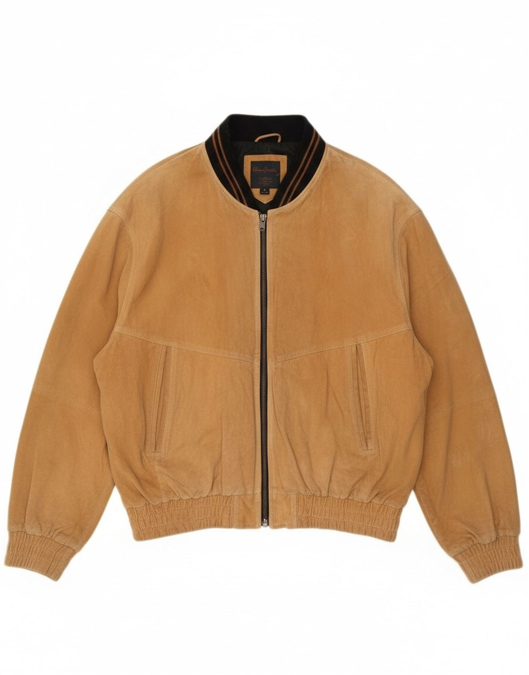 Vintage męska zamszowa kurtka bomber UK 42 XL beżowa skóra