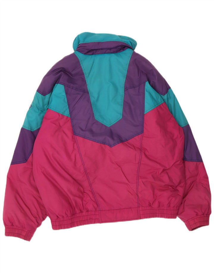 Męska kurtka narciarska z kapturem w stylu vintage IT 52 XL, wielokolorowy nylon z blokami kolorów