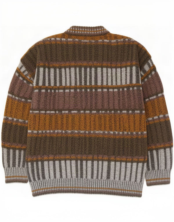 Vintage męski sweter z okrągłym dekoltem IT 54 XL w wielokolorowe paski