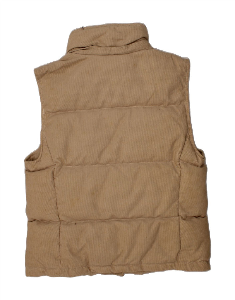 RALPH LAUREN Womens Padded Gilet UK 14 Medium Beige Pinstripe Cotton Vintage Ralph Lauren and Second-Hand Ralph Lauren from Messina Hembry 