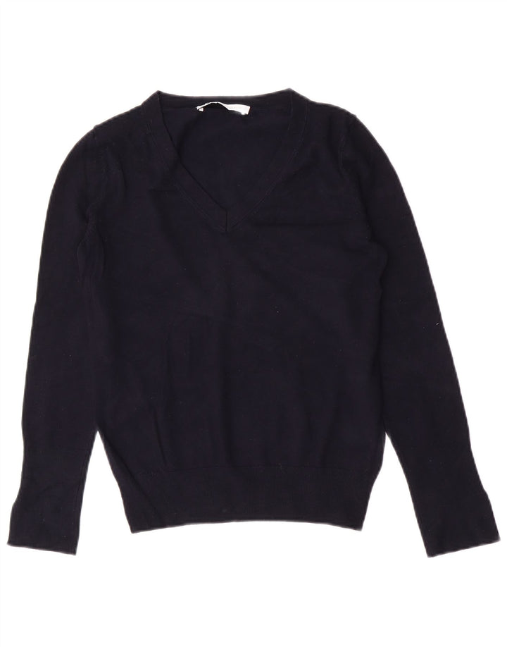 Sweter damski Zara z dekoltem w kształcie litery V, UK 10, mały, granatowy