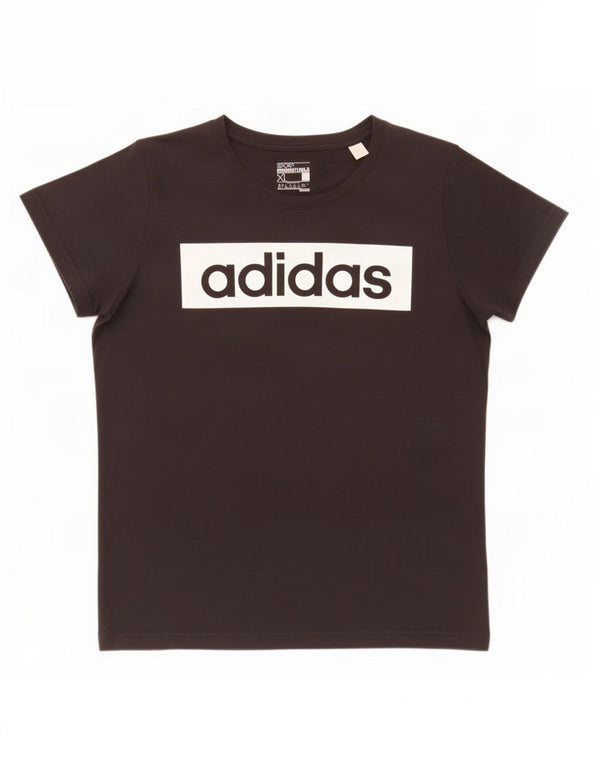Damska koszulka Adidas Climalite Graphic Top UK 20/22 XL Czarna bawełna