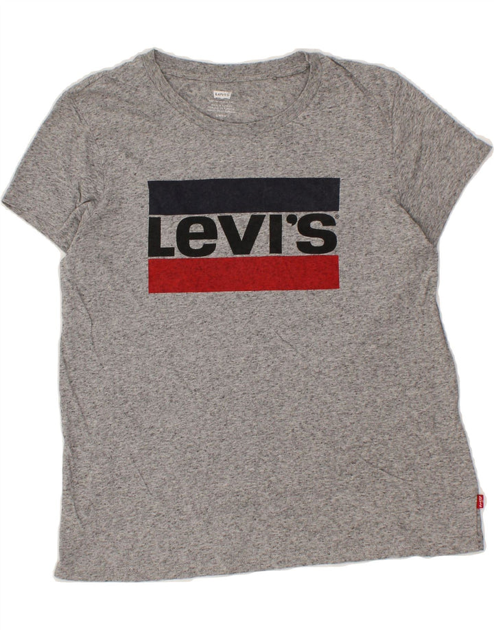 LEVI'S Womens Graphic T-Shirt Top UK 10 Small Grey Vintage Levi's and Second-Hand Levi's from Messina Hembry 