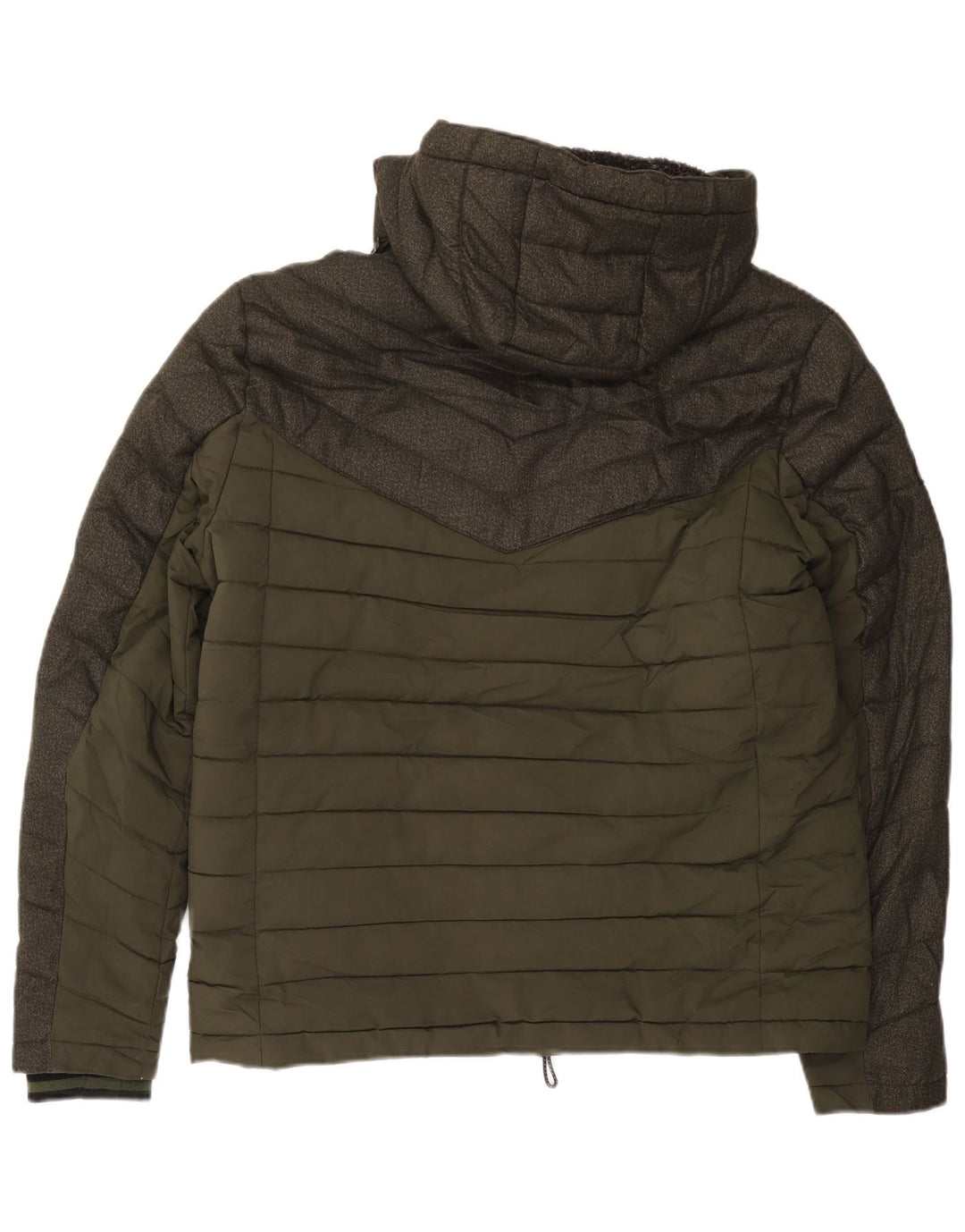 SUPERDRY Męska ocieplana kurtka z kapturem UK 42 XL Khaki, poliester z blokami kolorów