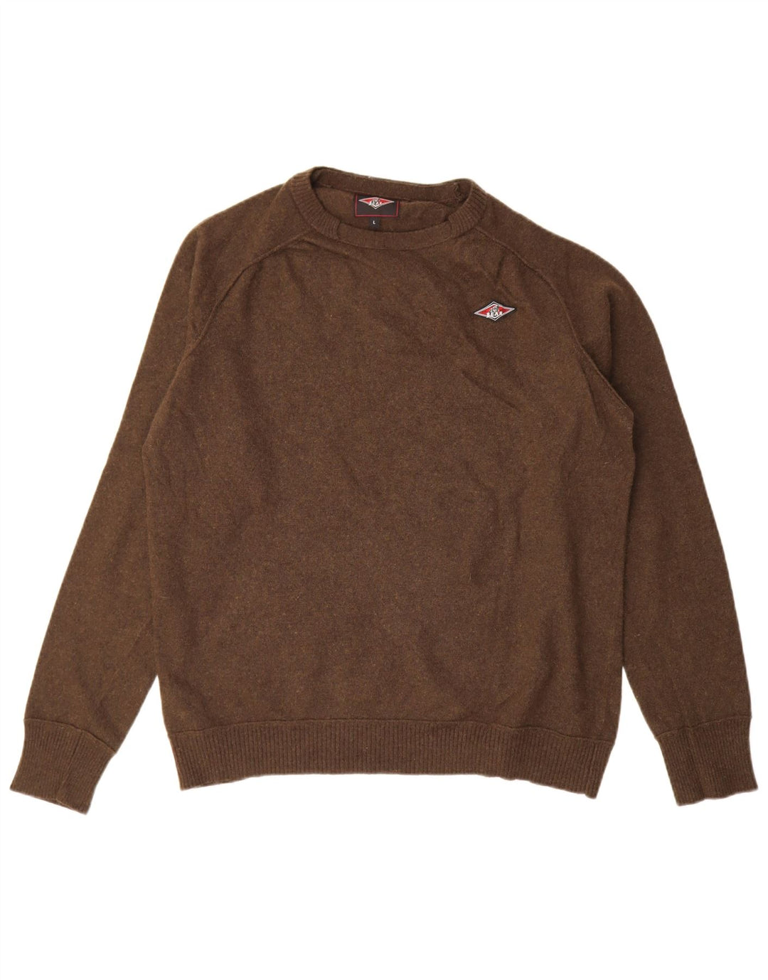 Męski sweter z okrągłym dekoltem Bear, duży, brązowy, wełniany