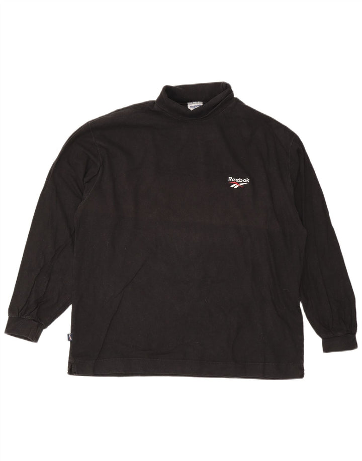 Męska koszulka Reebok z okrągłym dekoltem, długim rękawem, 2XL, czarna bawełna