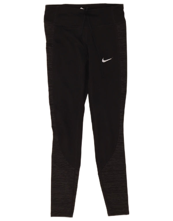 Damskie spodnie dresowe Nike Dri Fit UK 6 XS, czarny poliester z blokami kolorów