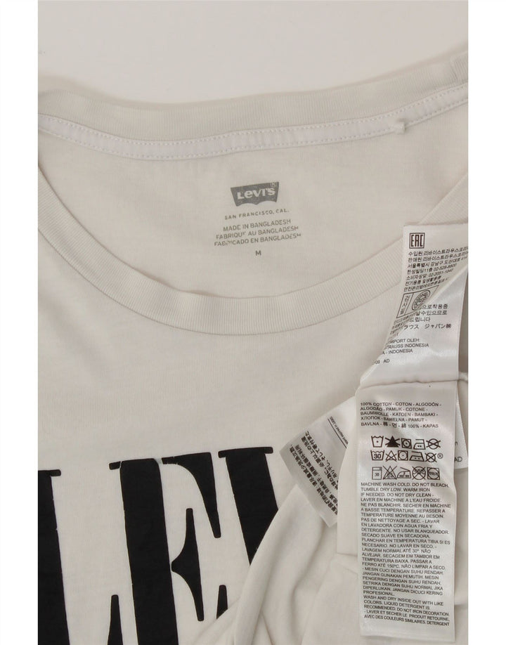 LEVI'S Womens Graphic T-Shirt Top UK 14 Medium White Cotton