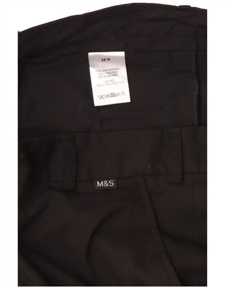 Marks & Spencer Męskie proste spodnie chino W36 L30 Czarny poliester