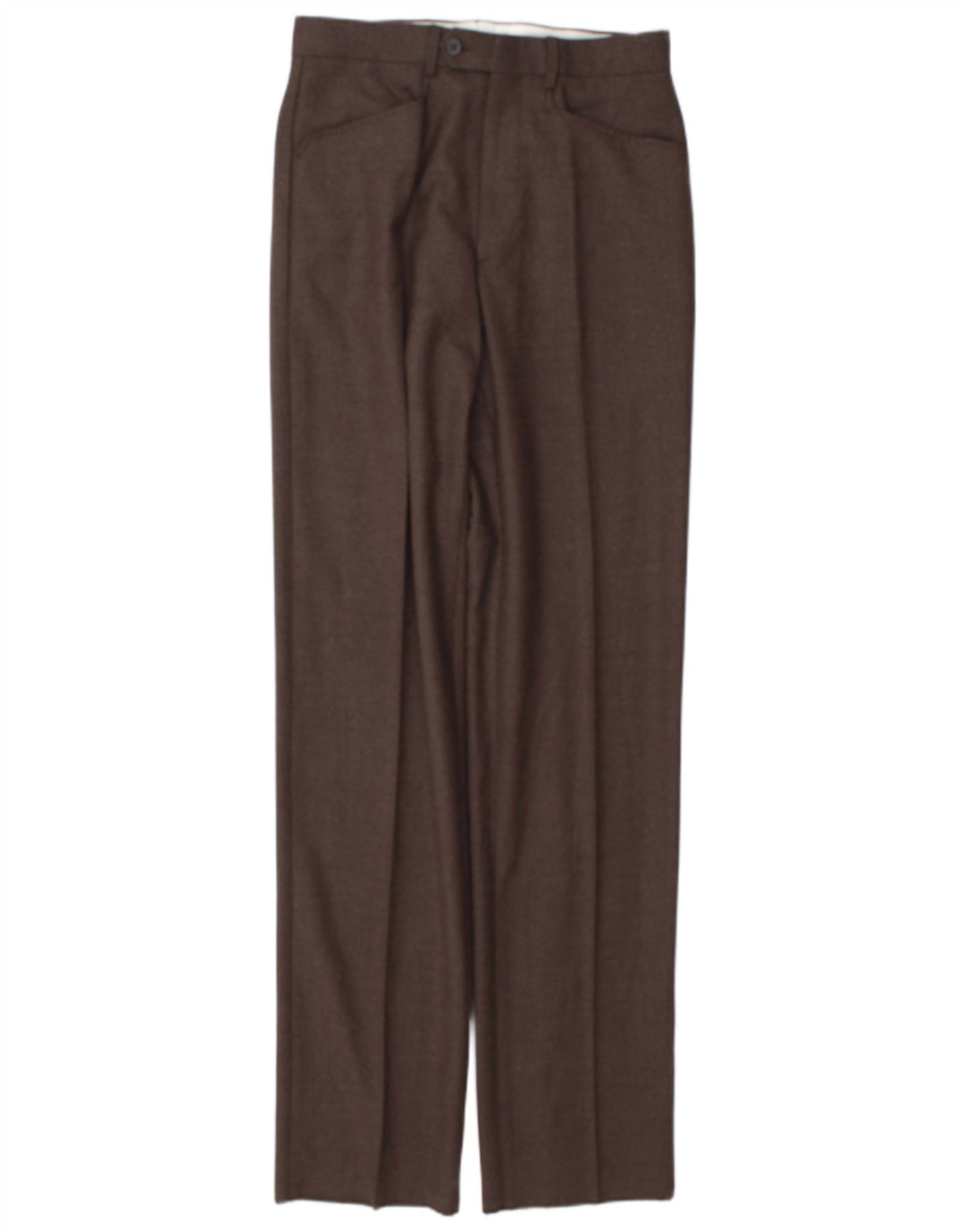 Męskie proste spodnie garniturowe w stylu vintage W28 L35 brązowe