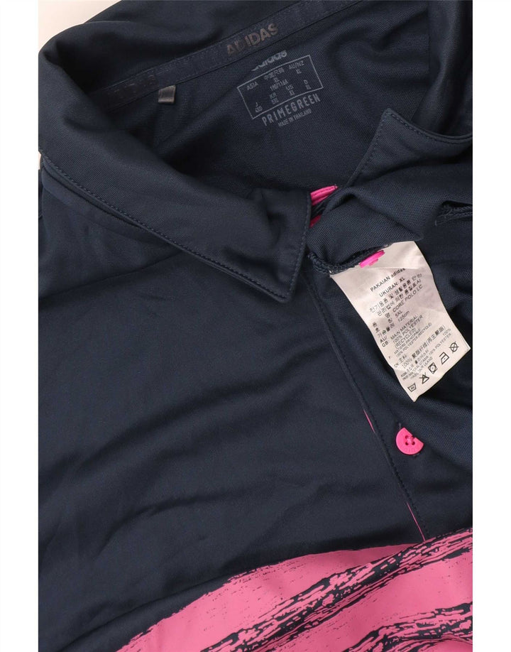 Męska koszulka polo Adidas XL, granatowa, z blokami kolorów, poliester