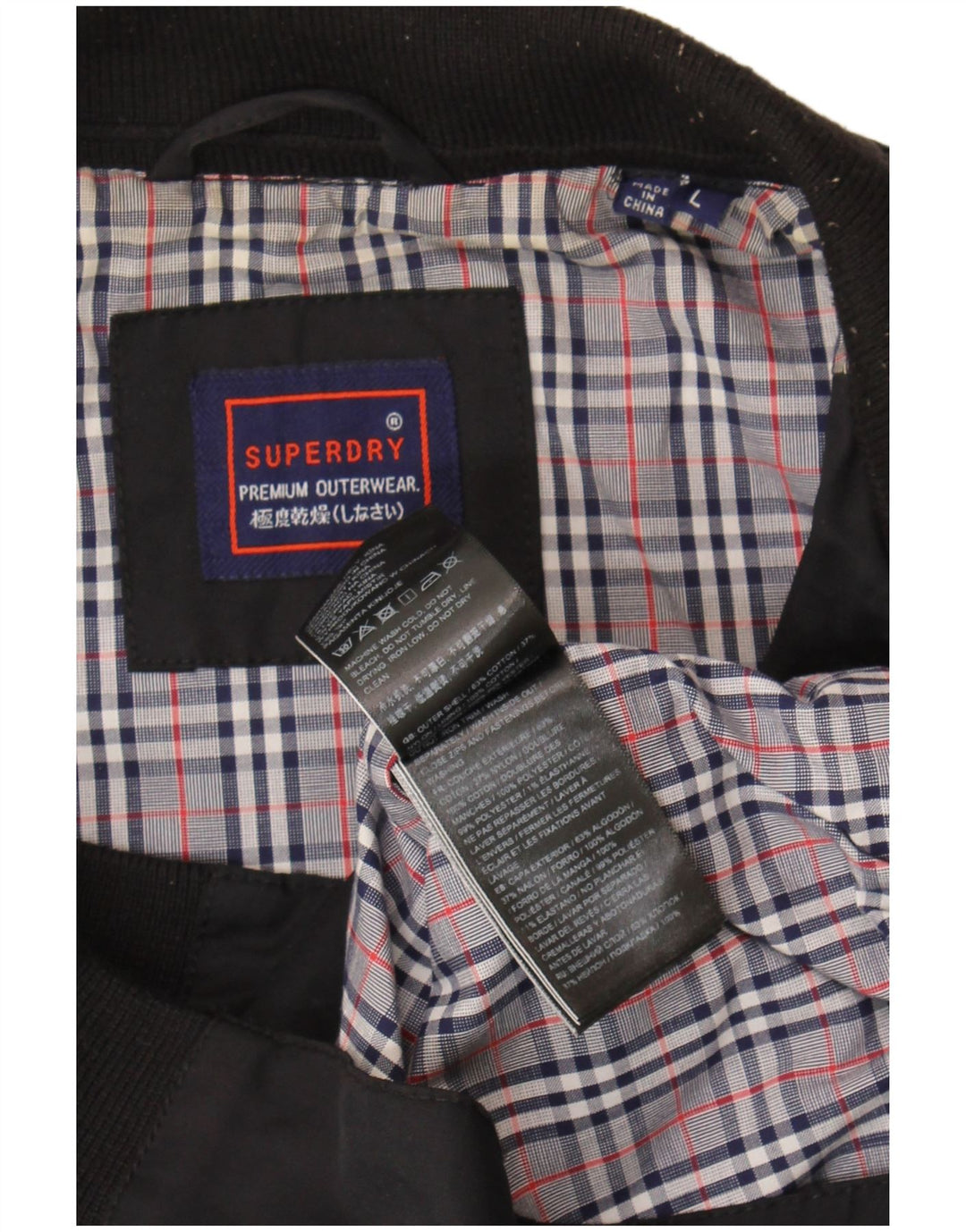 Męska kurtka bomber Superdry UK 40, duża, czarna, bawełniana