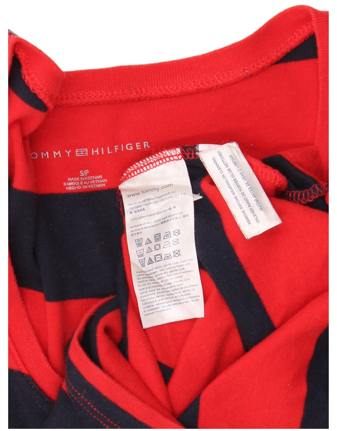 Top damski Tommy Hilfiger z długim rękawem, UK 10, małe, bawełniane w czerwone paski