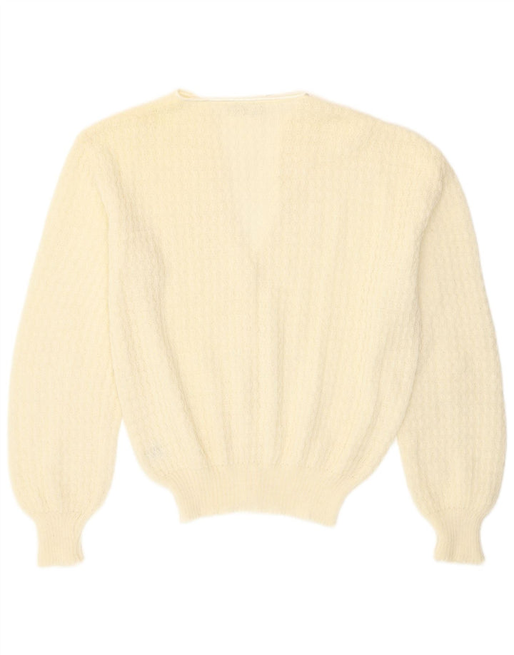 Sweter damski w stylu vintage, UK 16, duży, z białej wełny