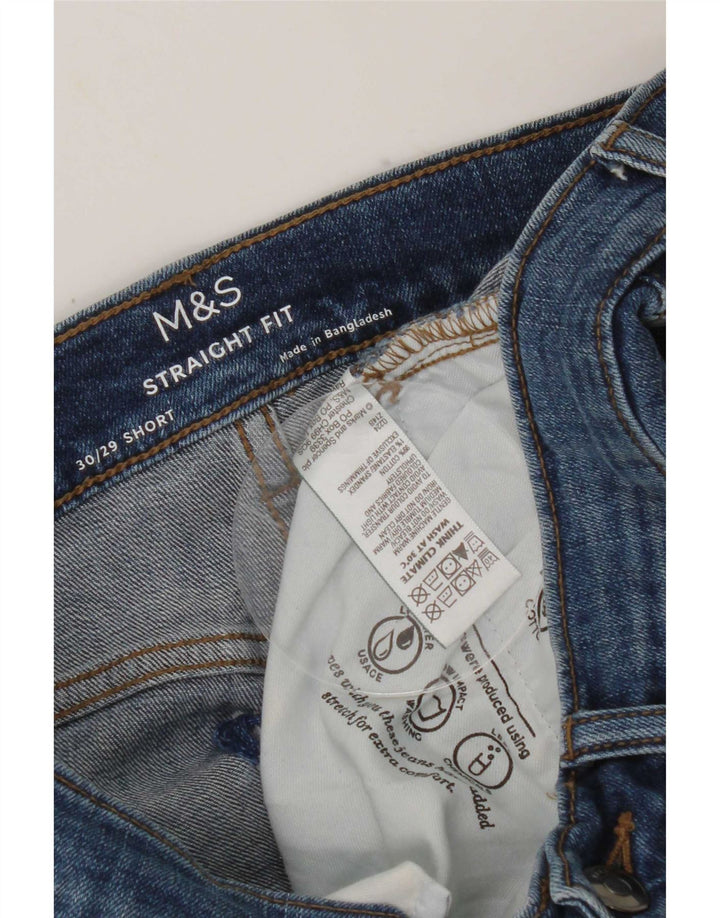 Marks & Spencer Męskie proste dżinsy W30 L29 Niebieskie bawełniane